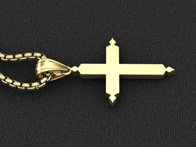 High Cross Pendant Light Gold 18K 3CP071 3D model