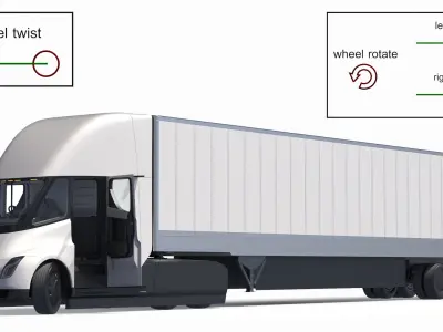  Tesla Semi Electric Truck with Cargo Trailer Rigged 
