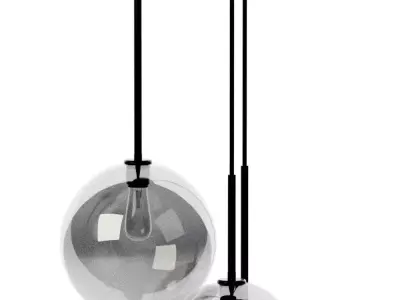 Sculptural Light Chandelier Dark Bronze Clear Glass Globe Mixed Low-poly 3D model