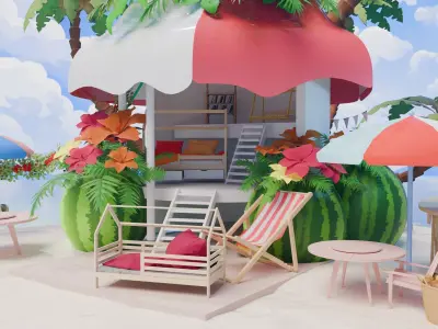 Stylized Tropical Island 3D model