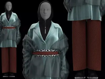 Multilayered Coat Look Fitted to Gen8 Body Mesh 3D model
