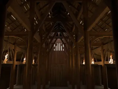 wooden house interior Free 3D model