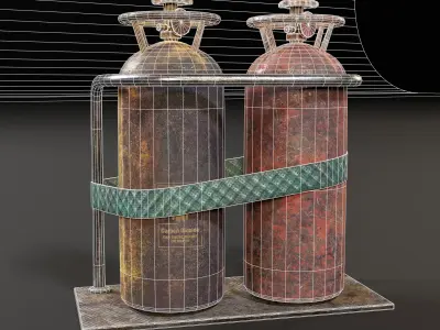 Sci-Fi C02 Canisters Low-poly 3D model