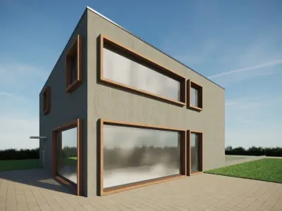 Contemporary Concrete House 3D model