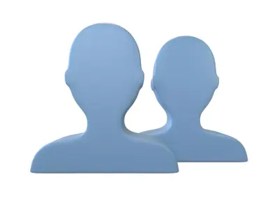 Two People Bust in Silhouette v1 001 Low-poly 3D model