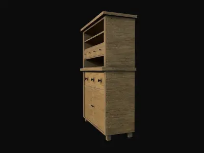 Wood Cabinet Low-poly 3D model