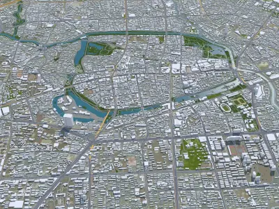 Hefei Anhui China 70km AI Low-poly 3D model