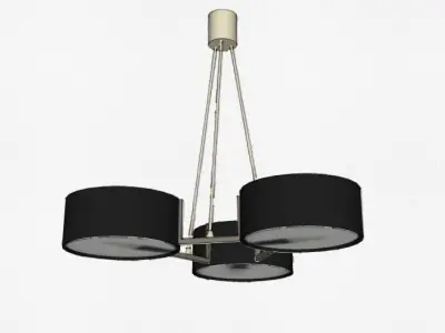 Bruno Gatta Black Metal and Opaline Glass Chandelier  3D model