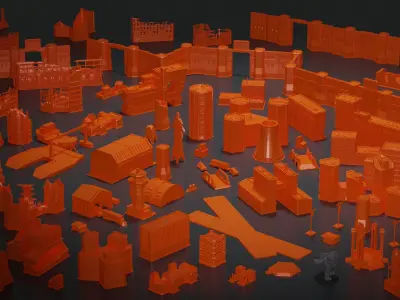 Futuristic Urban 6mm Scale 3D Printable Assets 3D print model