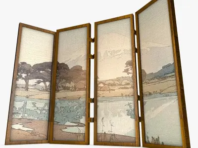 Japanese Shoji Screen Panel Room Divider Low Poly Low-poly 3D model