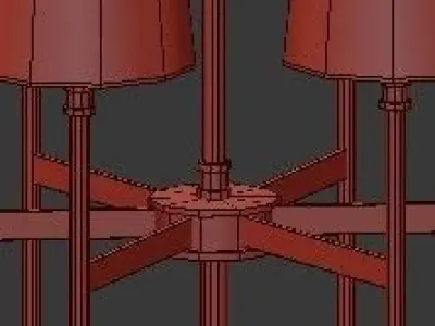 Untitled five light chandelier in brass with shades 3D model