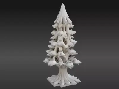 Winter Tree Lantern 3D Model Tree Decor with Lantern Slots Low-poly 3D model