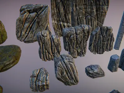 Huge rocks pack Low-poly 3D model