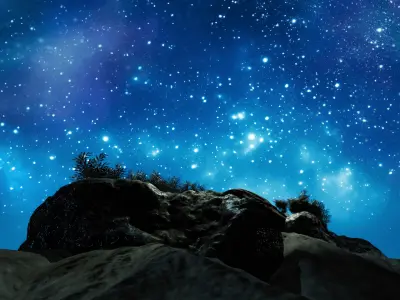 Mountain Top Stargazing Environment in Starry Night  3D model