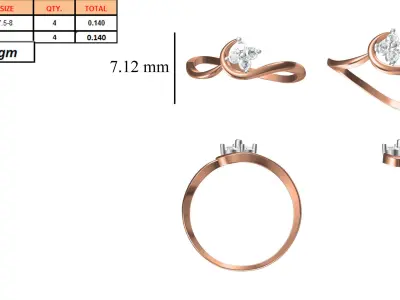 Light Weight Wedding Engagement Women Ring STL JCD Details 3D print model