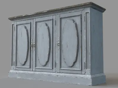 Three Door Media Console 3D model