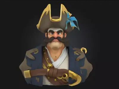Captain Mustachio  Stylized Pirate Character 3D model