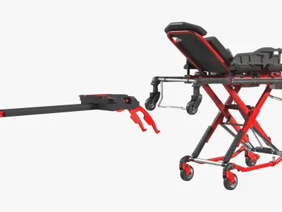  Automatic Medical Cot With Loading Guide Black Red Rigged 