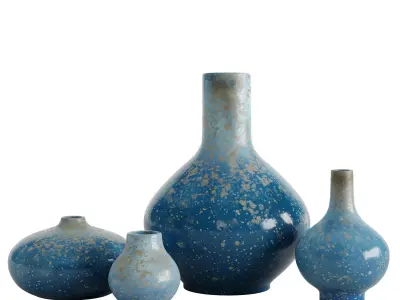 Reactive Glaze Ocean Ceramic Vases 3D model