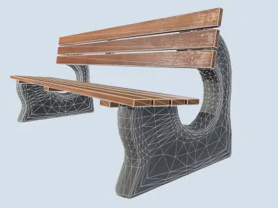 Street bench low poly pbr game ready Low-poly 3D model get
