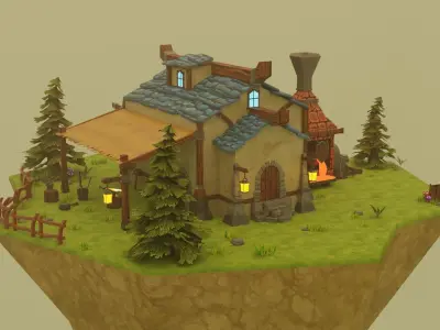 Medieval Blacksmith Low-poly 3D model