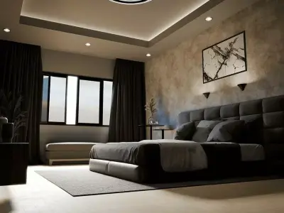 Minimal Cozy Bedroom interior scene  3D model