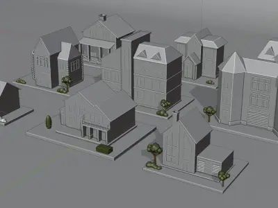 Low Poly Houses house Low-poly 3D model