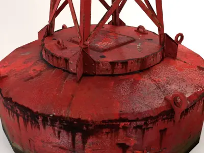 Buoy and Bridge Low-poly 3D model