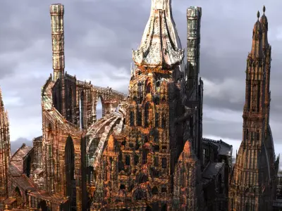 Horror Chateau Fortress fantasy castle city exterior 3D model