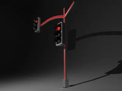 Traffic Lights with Led 3D model