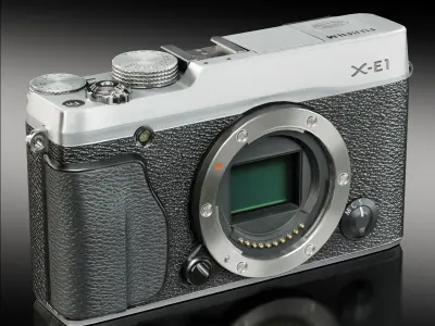 Fujifilm X-E1 Silver mirrorless digital camera Low-poly 3D model