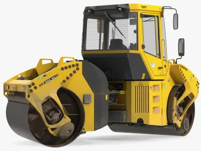Bomag BW 205 AD4 Tandem Roller Dusty Rigged 3D model