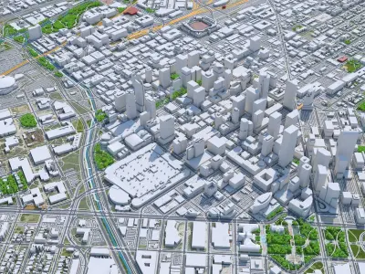 Denver Downtown Colorado USA Low-poly 3D model