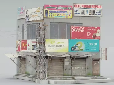 Markets Low-poly 3D model