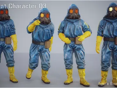Hazmat character 03 Low-poly 3D model