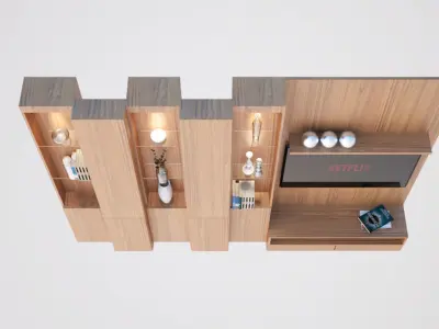 TV unit wood  3D model