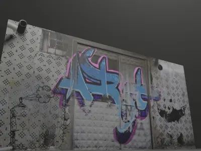 Street Door with Graffiti Low-poly 3D model