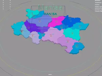 Manisa  Aegean Region  Turkey map region geography political 3D model