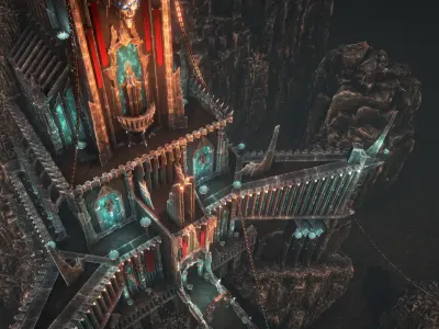 Dark arcitecture set Low-poly 3D model