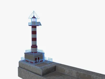 Lighthouse with stripes 3D model