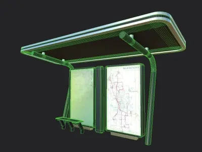 Bus Shelter 06 Low-poly 3D model