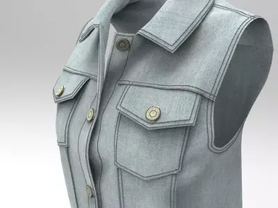 Denim vest    High poly 3D model