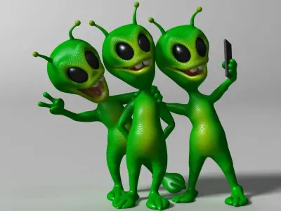 Cartoon alien RIGGED Low-poly 3D model