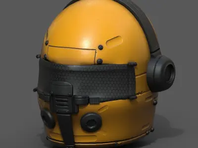 Helmet scifi fantasy futuristic technology  Low-poly 3D model