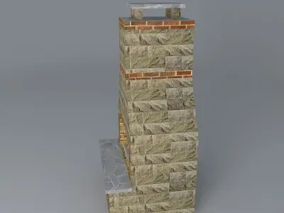 Fireplace brick Free 3D model