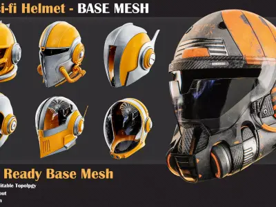 15 Sci-Fi Helmet BASE MESH - VOL 26   3D model
