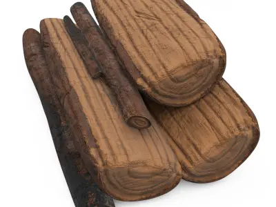 Wood stack cartoon 3D model