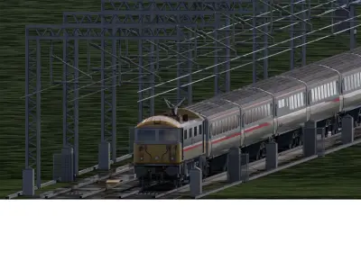 British rail class 87 intercity with  coaches 3D model