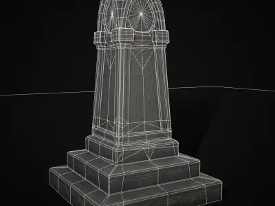 Gothic Obelisk Tombstone Low-poly 3D model
