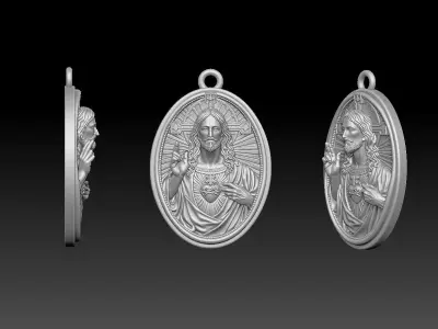 Jesus Christ and the Sacred Heart 3D print model